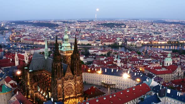 Aerial View St. Vitus Cathedral in Prague 