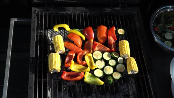 Fresh Grilled Vegetables on Barbecue for Dinner