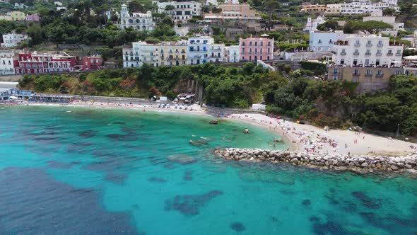 Overhead Aerial View of Capri Coastline From a Drone Italy in Summer Season alt