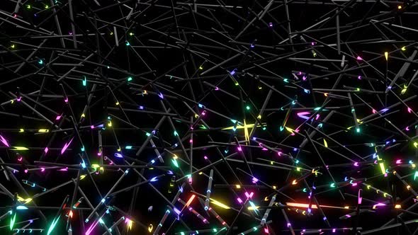 Neon Glow Looped Background with Sticks Like Light Bulbs Lighting in Multicolor Light alt