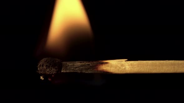 Matchstick igniting, combusting and burning on potassium chlorate head ...