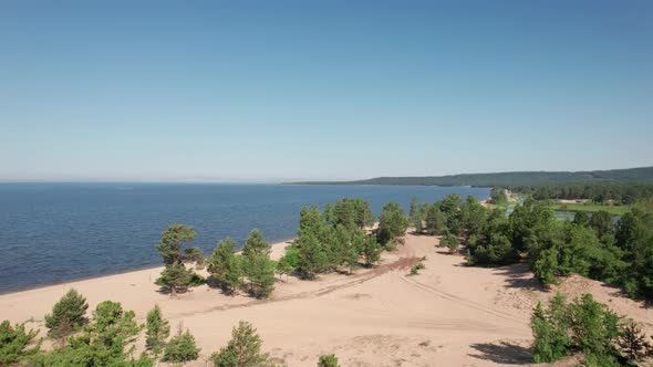 Epic Cinematic Aerial View Lake Baikal in Morning alt