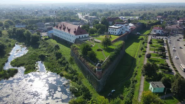 Aerial Shot Dubno Castle, Ukraine. The Castle Of The Ostroh-Lubomyr Princes alt
