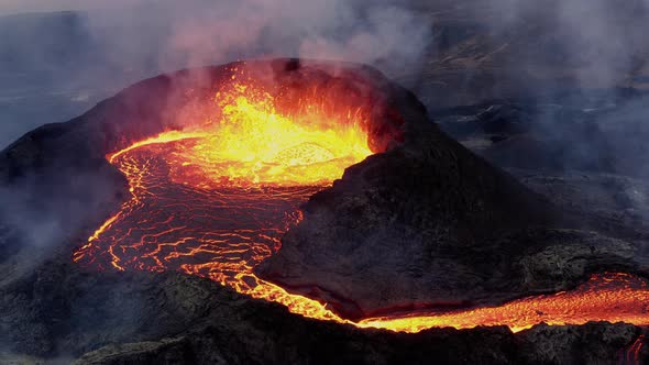 Glowing Volcanic Crater From Magma Streaming Out by zfridriksson ...