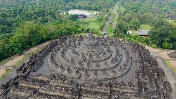 Aerial view on majestic Borobudur temple, Java island, Indonesia alt