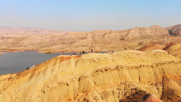 Excited Tourist Enjoy On Top Canyon Enjoy Views alt