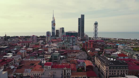 Aerial Panoramic View of Batumi City Georgia Europe Black Sea Coastline alt