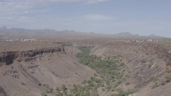 4K raw ungraded  UHD Aerial view Cidade Velha Fort  in Santiago - Cape Verde - Cabo Verde