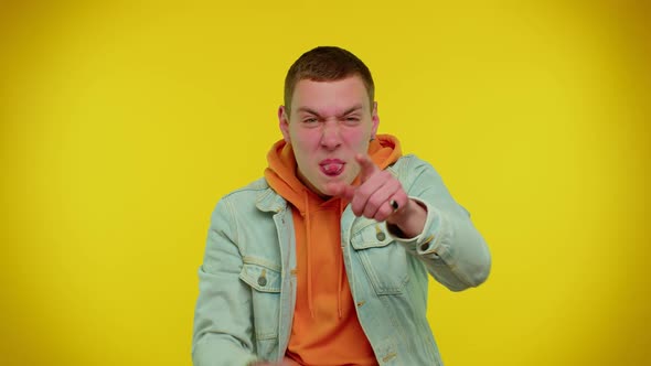 Funny Showing Tongue Making Faces at Camera Fooling Around Joking Aping with Silly Face Teasing alt