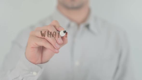 Awesome Man Writing on Transparent Screen alt