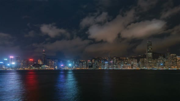 Hong Kong, China | Wide angle view of the Skyline at night