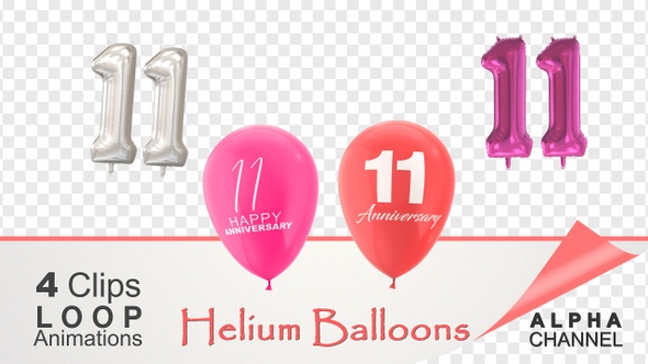 11 Anniversary Celebration Helium Balloons Pack