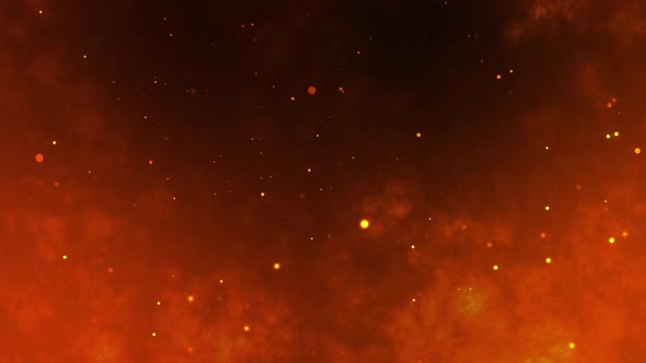 Abstract epic fire background with shining gold particles stars sparks wave movement loop