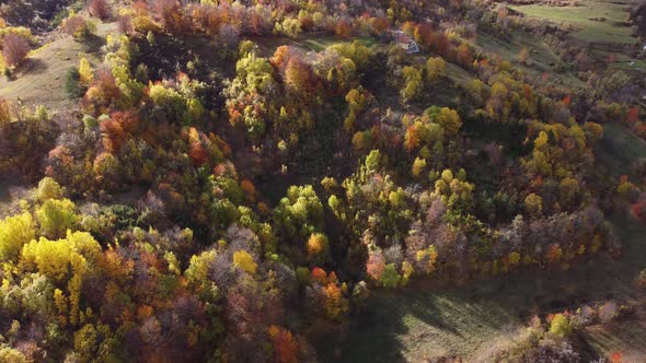 Panorama Of Autumn Mountain Village - 4K