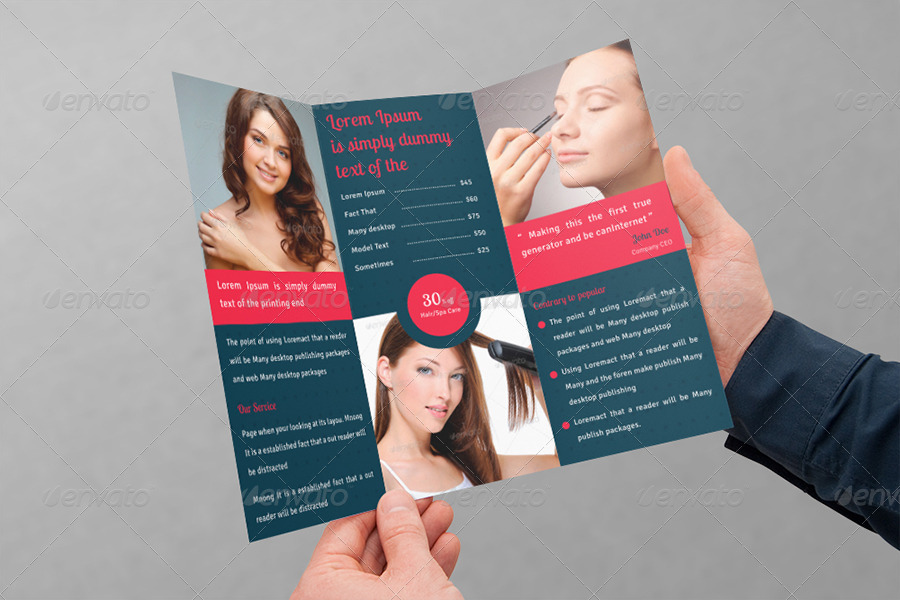 Spa & Beauty Saloon Tri-fold Brochure Bundle | v1, Print Templates