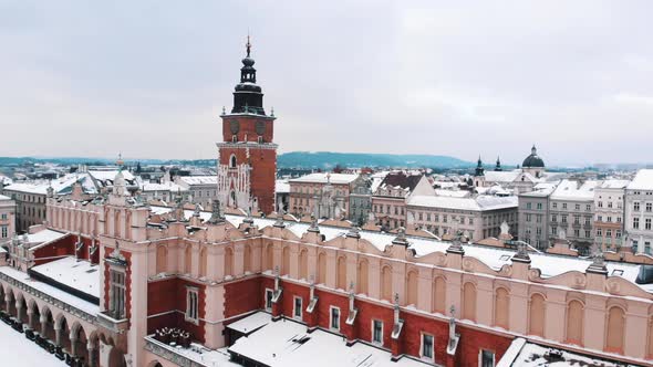 Drone Footage of The Town Hall Tower in the Main Market Square  Red Brick Town Hall alt