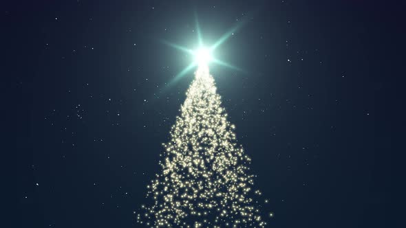 Christmas Tree Gold Particles with Snow Background Animation