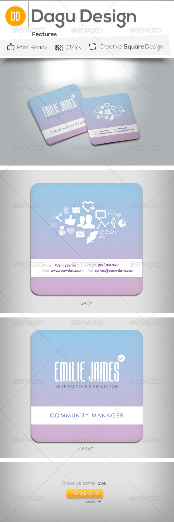 Square Community Manager Business Card - Creative Business Cards