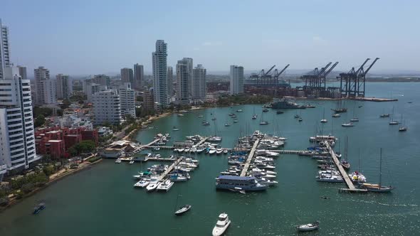 Cargo Port in Cartagena Colombia Aerial View