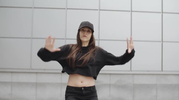 Woman Dancing and Perform Modern Hip-hop Dance, Contemporary Freestyle in the Street, Urban alt