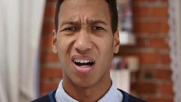 Uncomfortable African Man Rejecting and Denying Offer Disliking alt