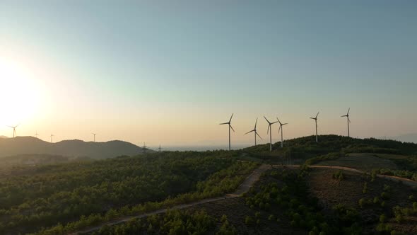 Windturbine Wind Mill At Sunset