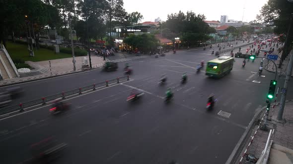 Time-lapse or timelapse traffic in Ho Chi Minh City or Saigon, Vietnam alt
