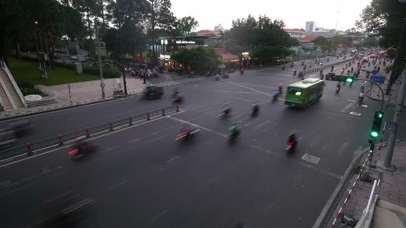 Time-lapse or timelapse traffic in Ho Chi Minh City or Saigon, Vietnam