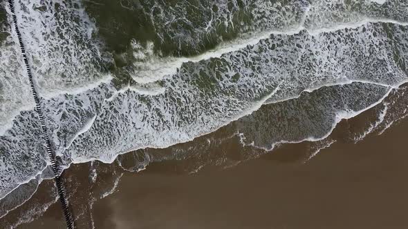 The coastline seen from above with a drone. alt
