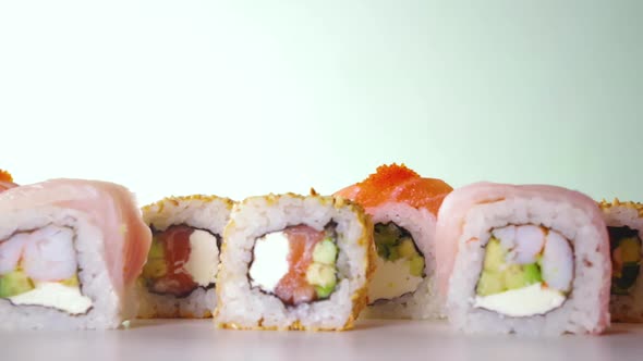 Close-up video sushi roll set