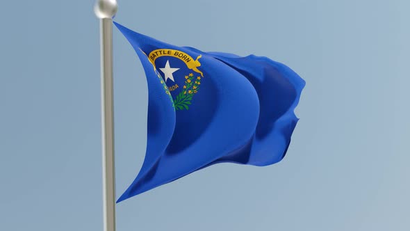 Nevada flag on flagpole. alt