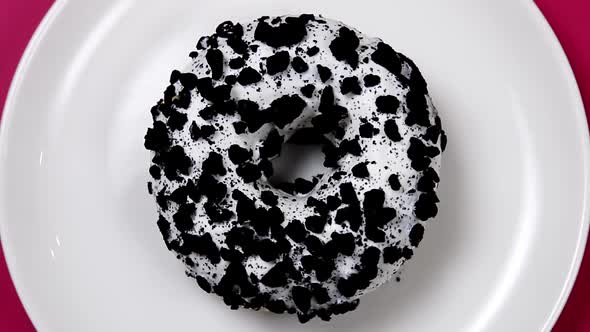 Donut White Icing on a Plate