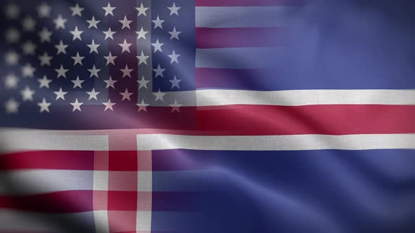 USA Iceland Flag Loop Background 4K