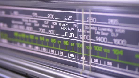 Tuning Analog Radio Dial Frequency on Scale of the Vintage Receiver alt