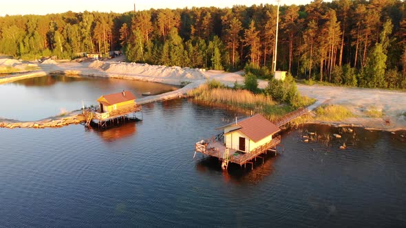 Aerial View of Water Houses