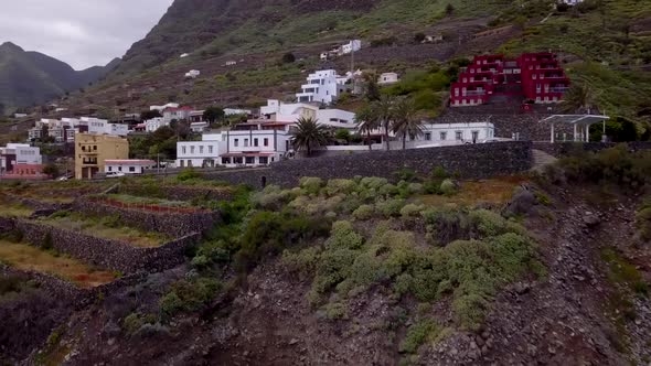 Drone view of the cost and banana plantations of Gomera - Canary Islands alt