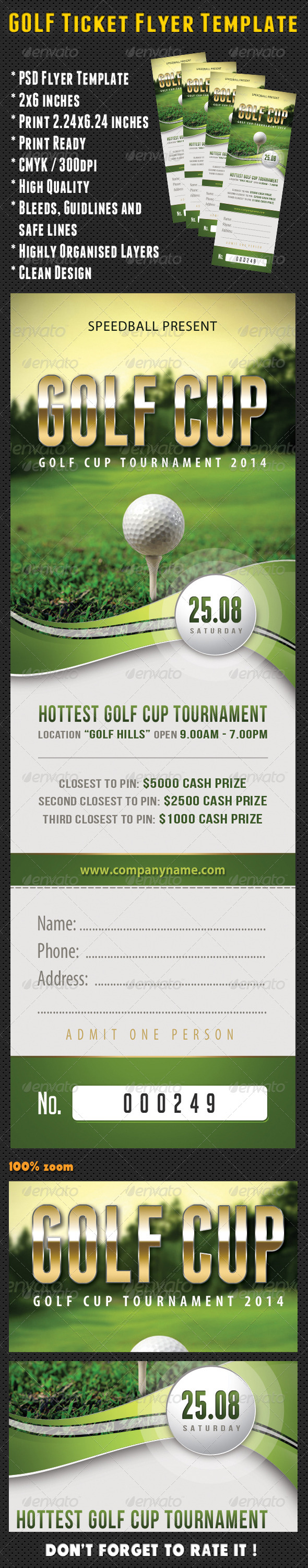 Golf Ticket Template 01 by rapidgraf GraphicRiver
