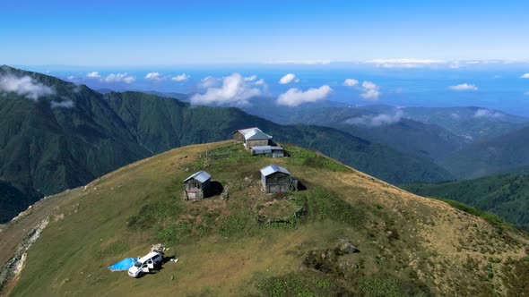 Aerial 4K footage of Artvin Güloğlu Plateau with a drone.