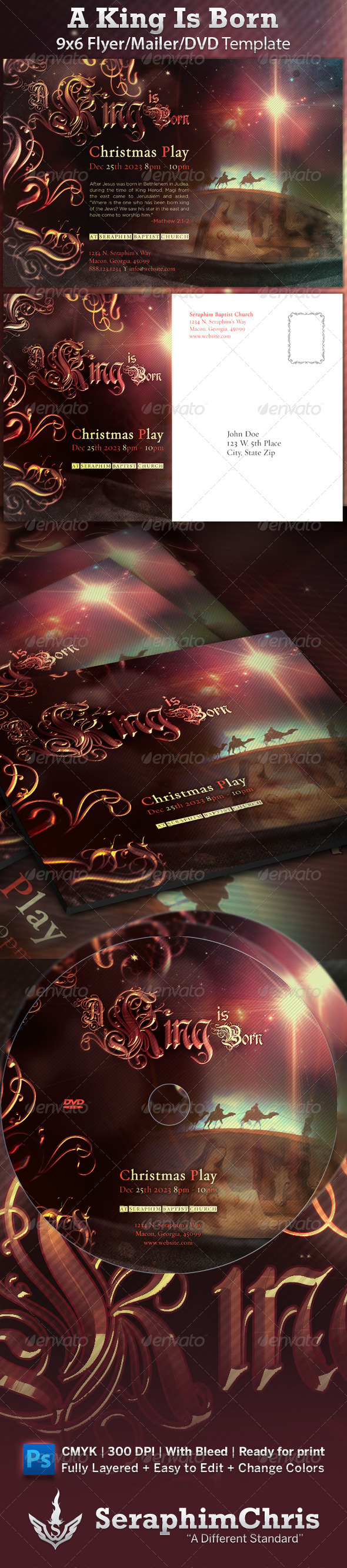 A King Is Born Christmas Church Flyer - Print Templates