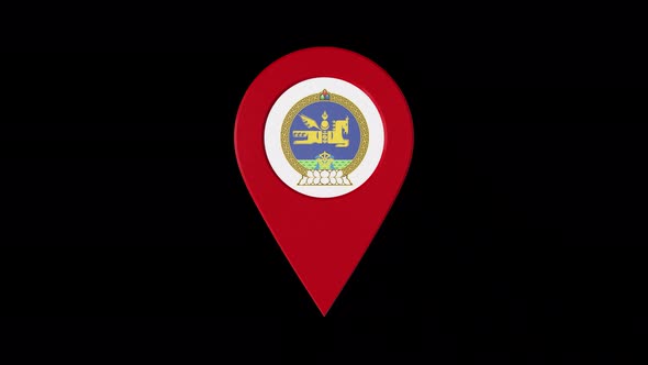3D Rotating Pin Icon Animation With Mongolia  Coat Of Arms  Alpha Channel 4K alt