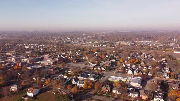 Urban Landscape Of  Trenton In Wayne County, Michigan USA During Daytime - Aerial Pullback alt