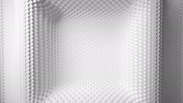 white mosaic surface with moving hexagons In the form of a square