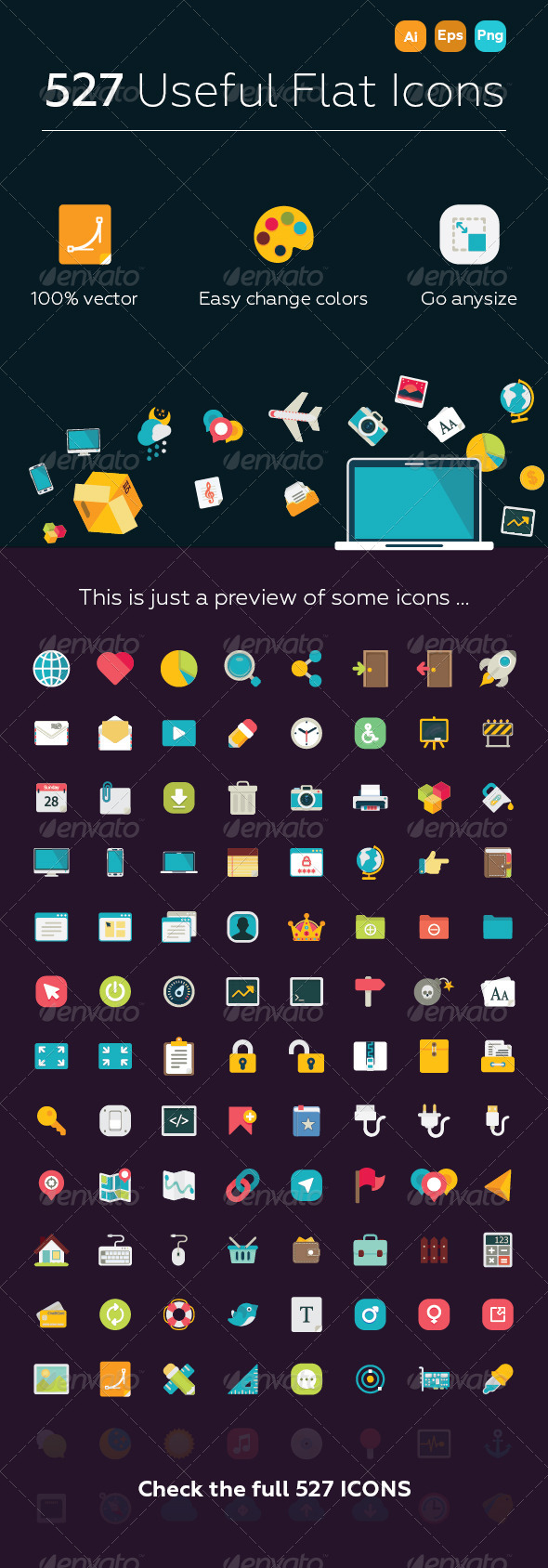 527 Useful Flat Icons