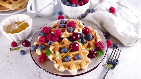 Sweet belgian waffles with berry