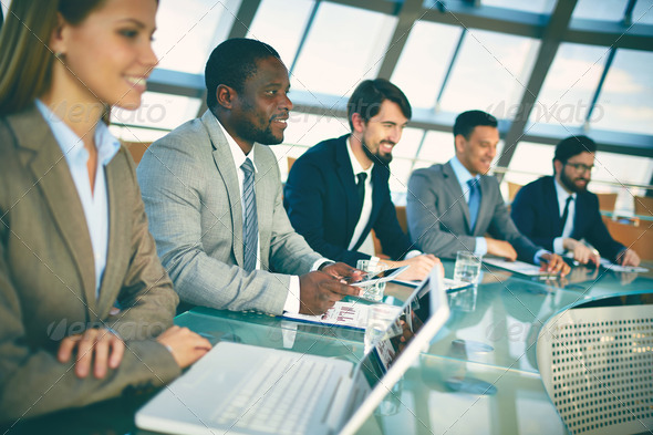 Row of business students - Stock Photo - Images