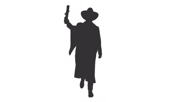 Black And White Silhouette Of Graduating Student In Cowboy Hat Walking
