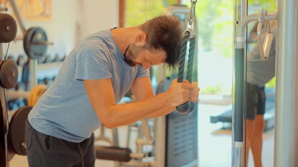 Fitness Workout Gym Weight Lifting Exercises.Athlete Trains Hard.Fit Man Fitness Training. alt