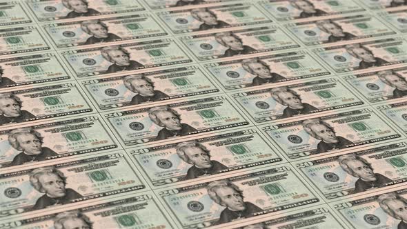 Twenty Dollars. It’s Moving Downwards. Looped Animation.