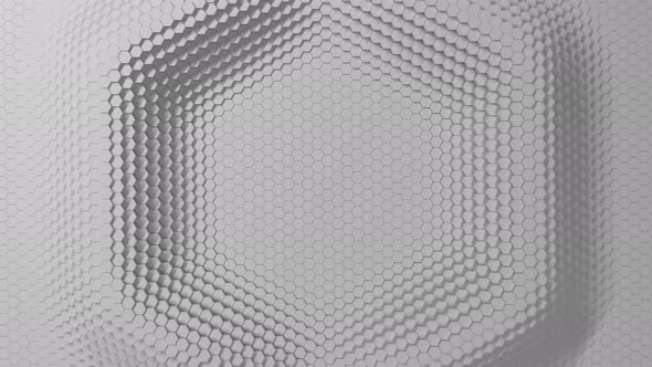 Abstract white hexagon with offset effect