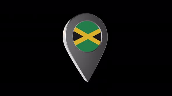 3d Animation Map Navigation Pointer With Jamaica Flag With Alpha Channel  - 4K alt